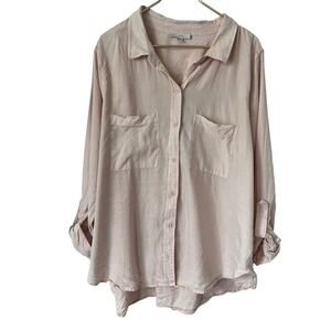 Pale Sky Pink feminine Cottagecore  Button Down Shirt XXL